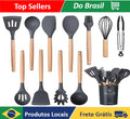 Kit 12 Kitchen Utensils In Silicone And Wooden Cable