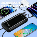 Power Bank 20000mAh Agod LCD Turbo, Compatível iPhone Android, 2 Saídas USB