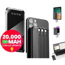 Power Bank 20000mAh Agod LCD Turbo, Compatível iPhone Android, 2 Saídas USB